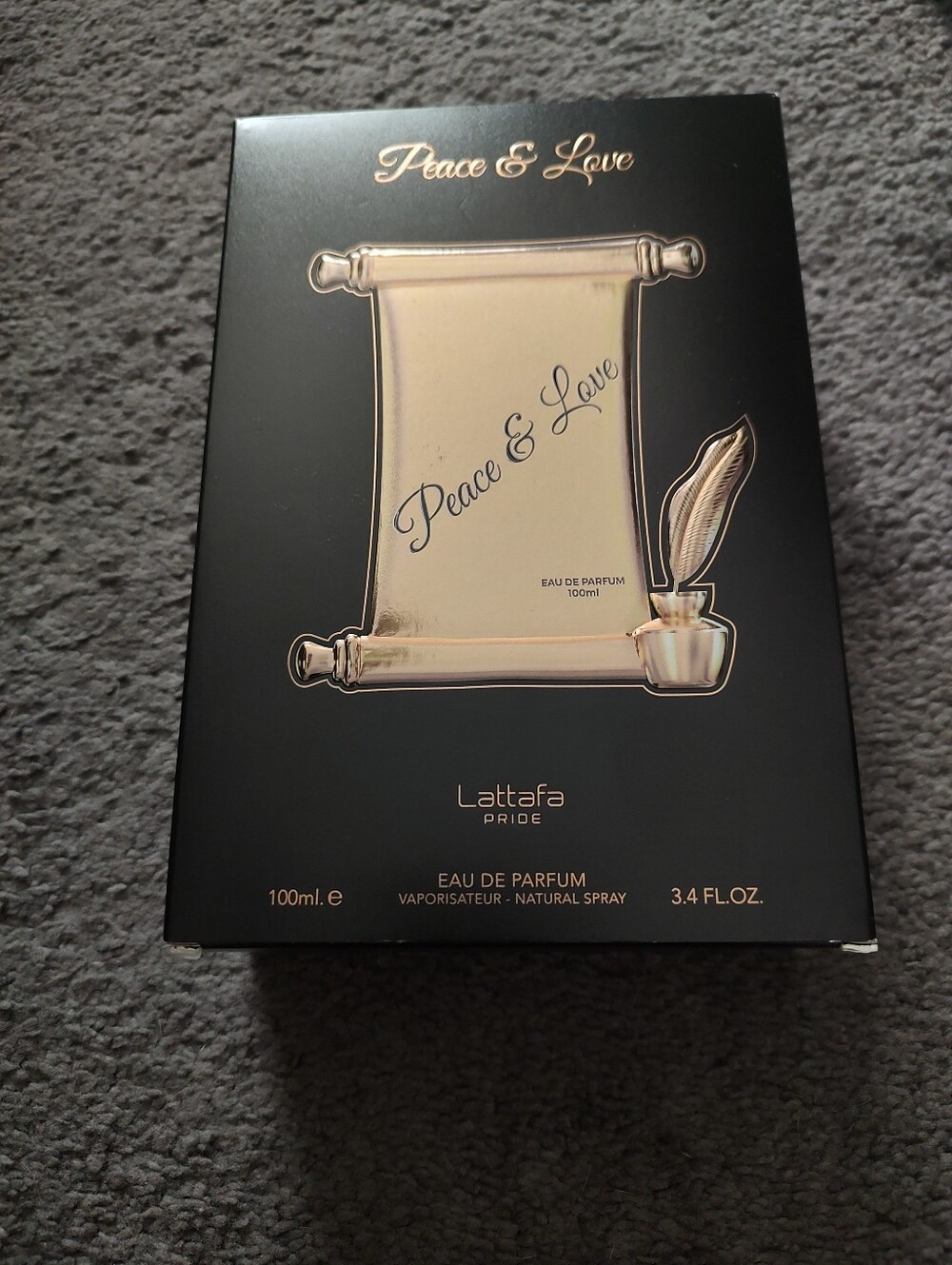 New Lattafa Pride Peace & Love Eau de Parfum - Black & Gold Box